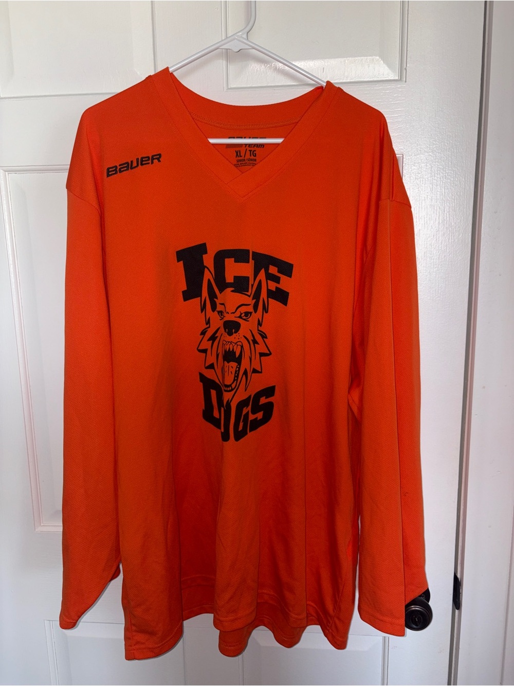 Bauer Kids Orange Ice Dogs Hockey Jersey with Black Logo